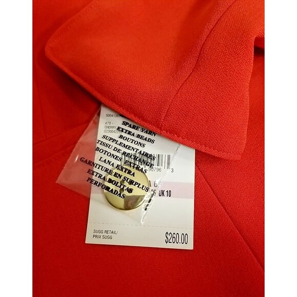 NIPON BOUTIQUE Women Cherry Red Blazer Size 6 NWT $260 Pleated Lapel         T39 - Picture 10 of 11